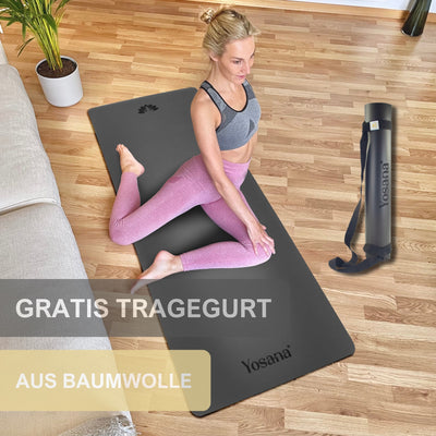 Yogamatte Studioline Ultra-Grip "Grau" inkl. Tragegurt - YOSANA