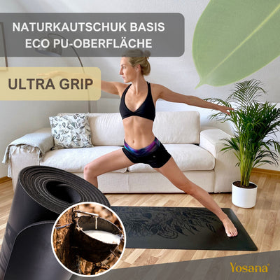 Yogamatte Studioline Ultra-Grip "Black Lion" inkl. Tragegurt - YOSANA