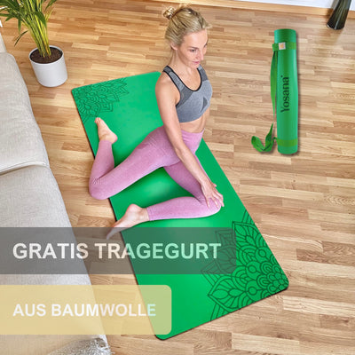 Yogamatte Studioline Ultra-Grip "Grün" inkl. Tragegurt - YOSANA