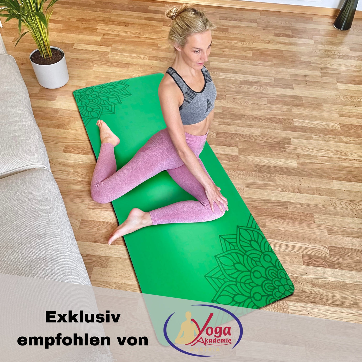 Yogamatte Studioline Ultra-Grip "Grün" inkl. Tragegurt - YOSANA