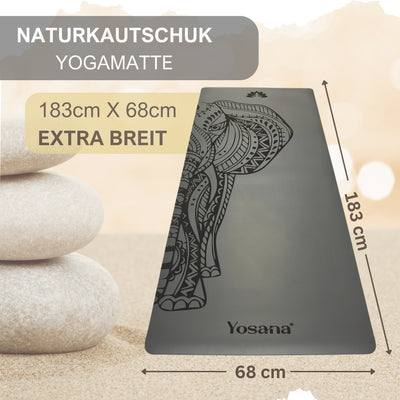 Yogamatte Studioline Ultra-Grip "Grau Elefant" inkl. Tragegurt - YOSANA