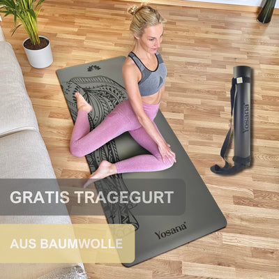 Yogamatte Studioline Ultra-Grip "Grau Elefant" inkl. Tragegurt - YOSANA