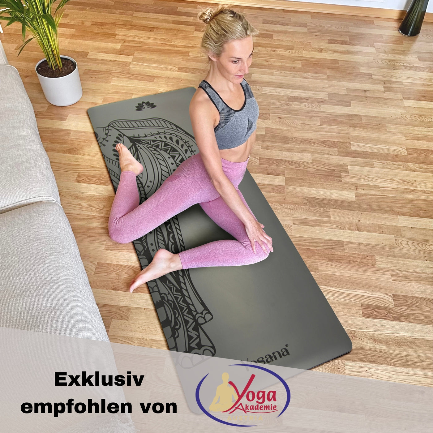 Yogamatte Studioline Ultra-Grip "Grau Elefant" inkl. Tragegurt - YOSANA