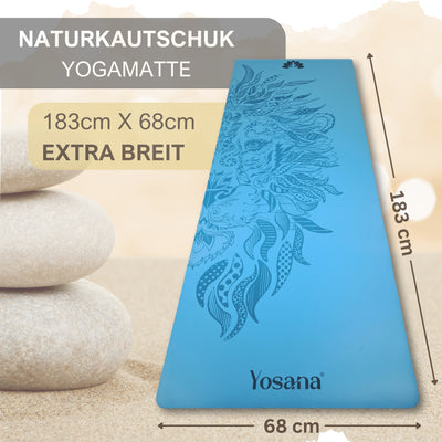 Yogamatte Studioline Ultra-Grip "Blue Lion" inkl. Tragegurt - YOSANA