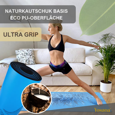 Yogamatte Studioline Ultra-Grip "Blue Lion" inkl. Tragegurt - YOSANA