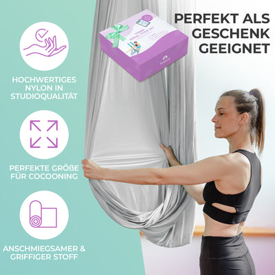 Aerial Yoga Tuch Hängematte Set Yogatuch zum Aufhängen Yoga Schaukel Tuchschlaufe