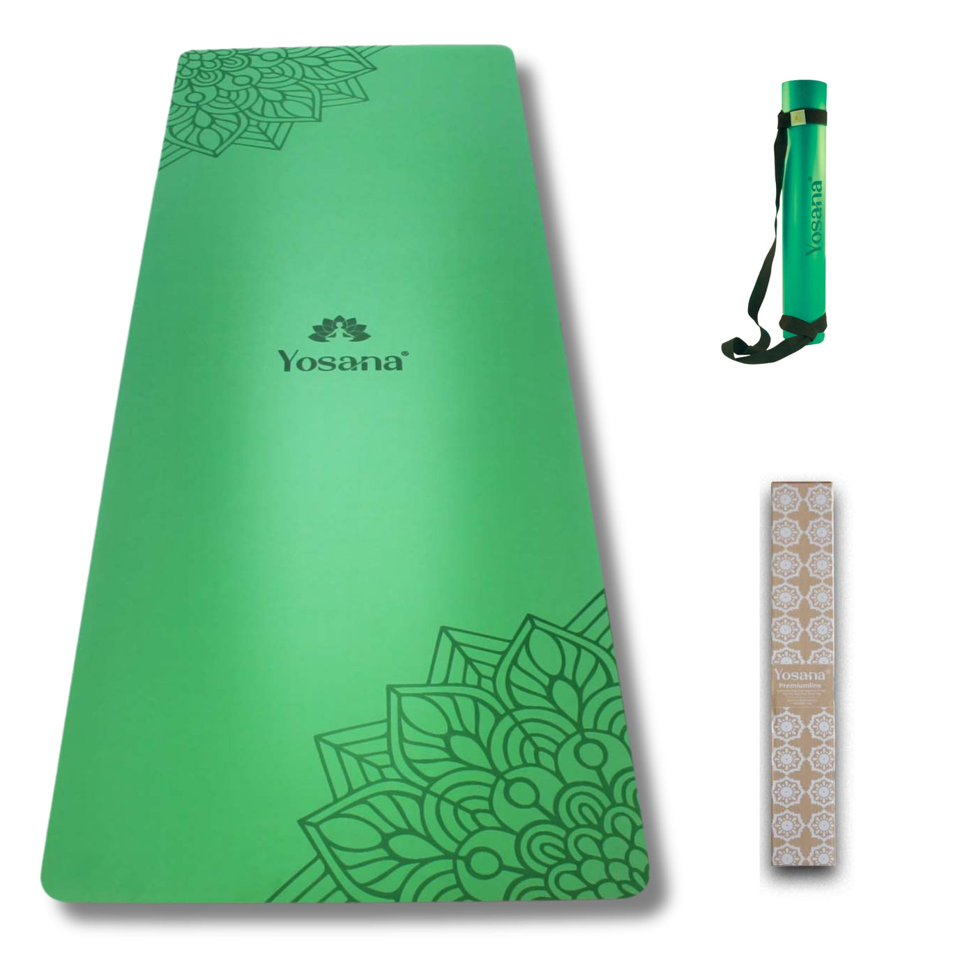 Yogamatte Studioline Ultra-Grip "Grün" inkl. Tragegurt - YOSANA